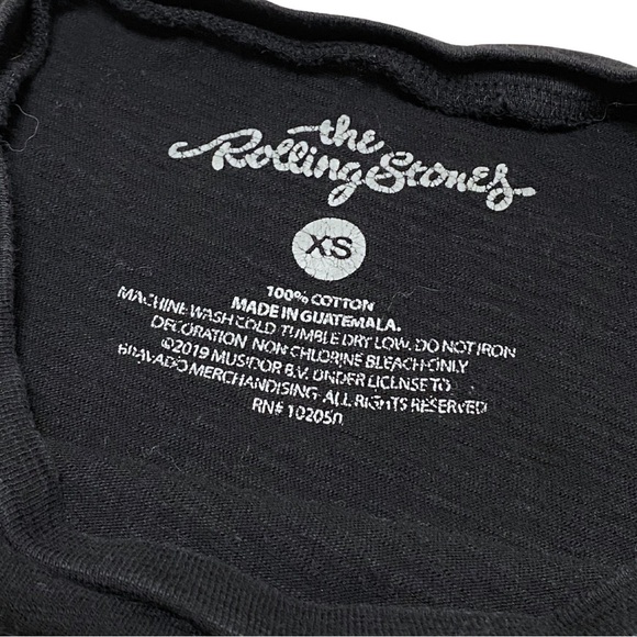 Women XS Rolling Stones Band T-Shirt Tee Top Black Logo 1975 US Tour Rock Cotton - Picture 5 of 6